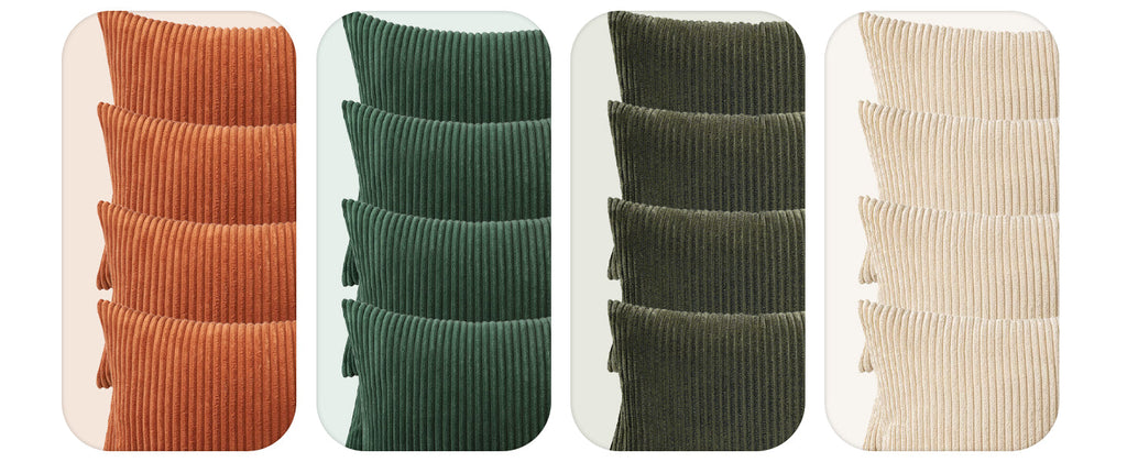 Boho Farmhouse Sage Green Throw Pillow Covers 18x18 Inch Set of 4 Mordern Nordic Cushion Covers Soft Corduroy Spring Home Decor for Couch Bed Sofa Living Room Forest Green