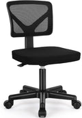 Small Office Desk Chair, Ergonomic Low-Back Mesh Rolling Work Swivel Chairs with Wheels, Armless Comfortable Seat Lumbar Support for Home, Bedroom, Study, Student, Adults,Classic Black
